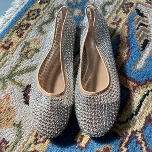 Crystal mesh ballet flats